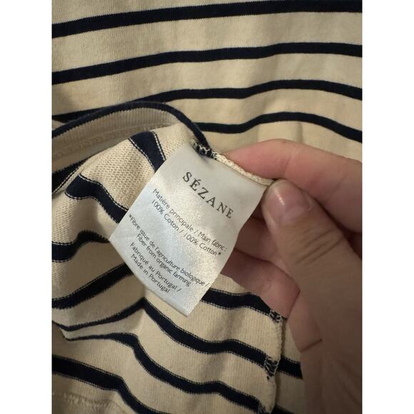 Size S Sezane Gatsby Top Ecru Marine Mariner Tee - Picture 7 of 7